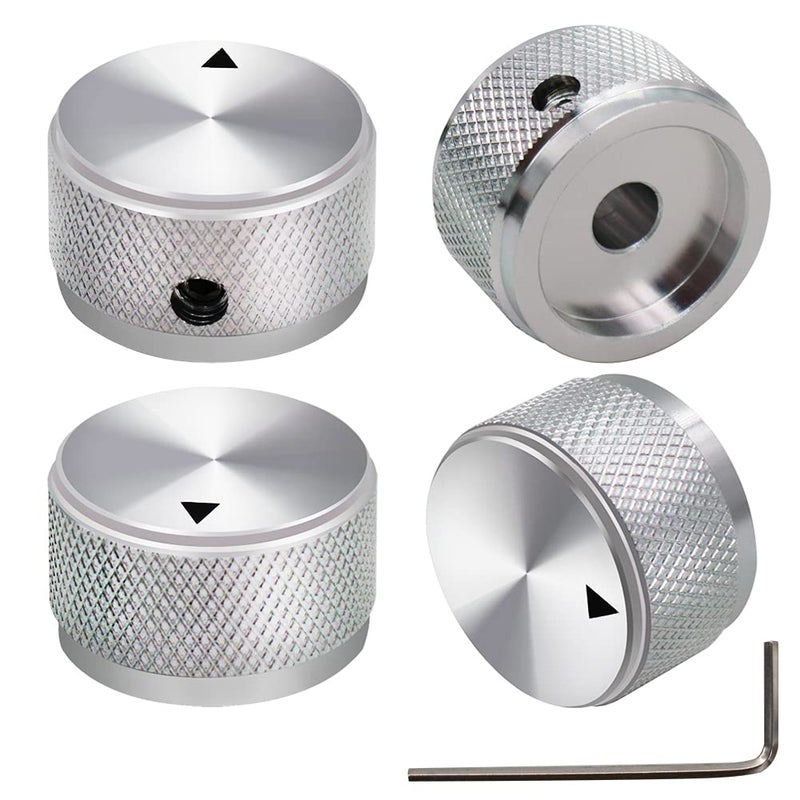 mxuteuk 4pcs Silver Guitar Knobs Aluminum Alloy Potentiometer Control Knob Volume Audio Electric Guitar Bass Knob Screw Type 25 x 15.5mm (d*h) KNOB-03-25SR - Image 1